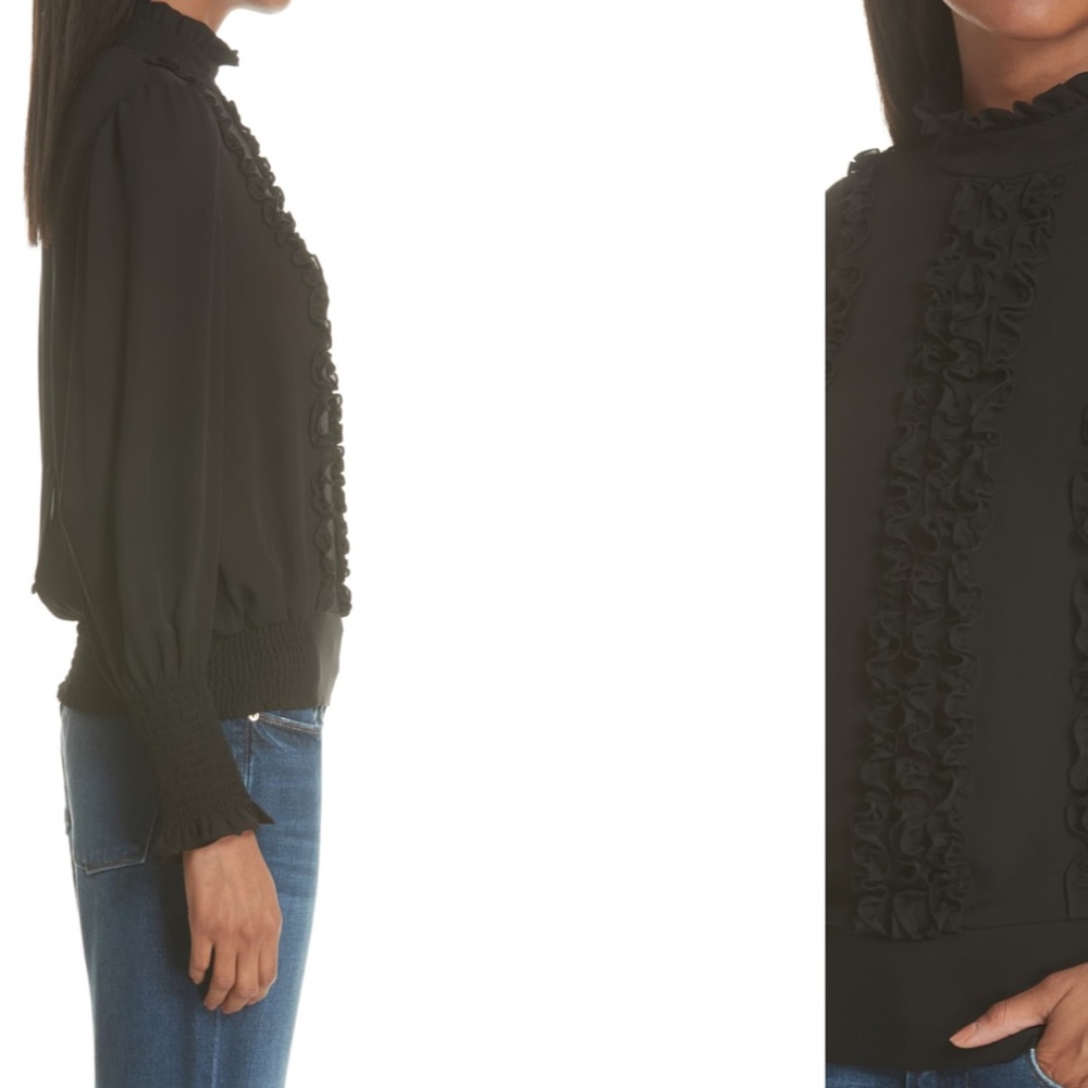 FRAME, Smocked Ruffle Front Blouse - Picture 4 of 8
